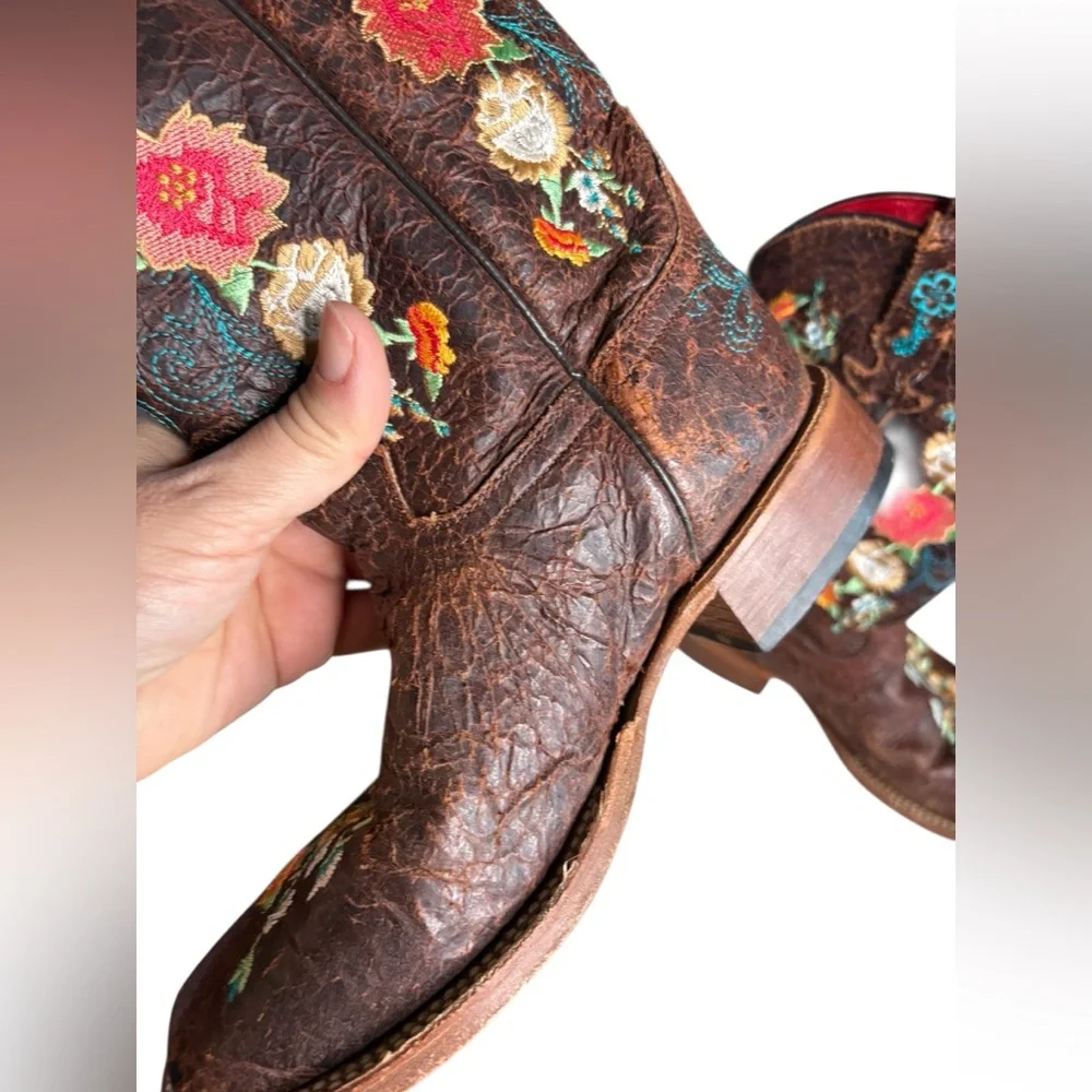 MACIE BEAN LITTLE GIRLS' BROWN CRACKLE LEATHER FLORAL
WESTERN BOOTS - SQUARE TOE - Picture 3 of 8